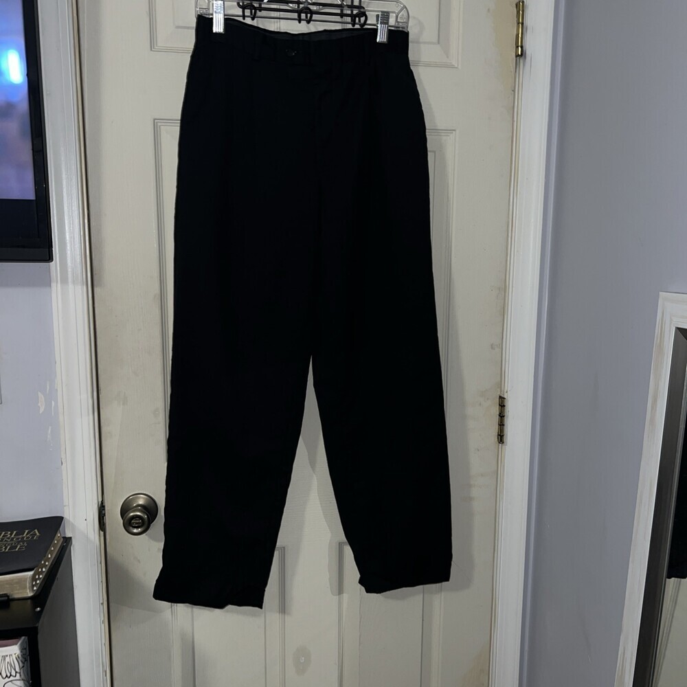 ALFANI PETITE Women's Solid Black Straight Leg Dress Pants 30x30 Cuffed